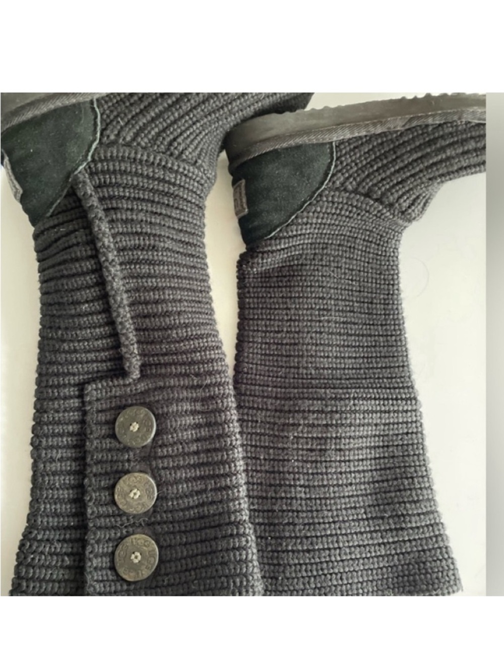 UGG Charcoal Cardy Knit Boot with Label Detail